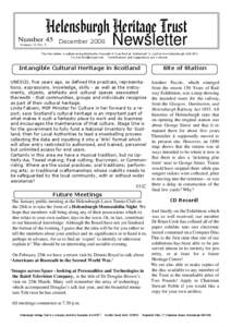 Helensburgh Heritage Trust Number 45 December 2008 Volume 11 No. 5 Newsletter