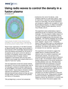 Using radio waves to control the density in a fusion plasma