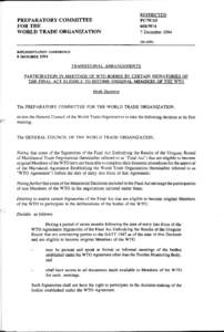 PREPARATORY COMMITTEE FOR THE WORLD TRADE ORGANIZATION RESTRICTED PC/W/15