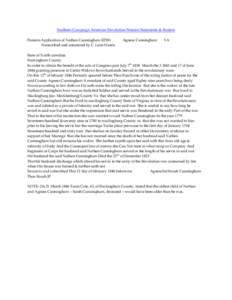 Southern Campaign American Revolution Pension Statements & Rosters Pension Application of Nathan Cunningham R2581 Transcribed and annotated by C. Leon Harris. Agness Cunningham