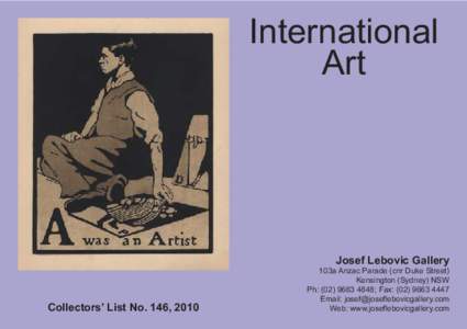 International Art Josef Lebovic Gallery  Collectors’ List No. 146, 2010