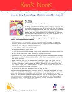 Book Nook Ideas for Using Books to Support Social Emotional Development No Biting By Karen Katz Illustrated by Steve Johnson and Lou Fancher