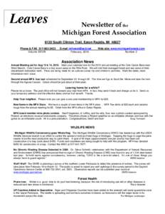 Leaves  Newsletter of the Michigan Forest Association[removed]South Clinton Trail, Eaton Rapids, MI 48827