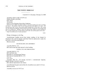 176  JOURNAL OF THE ASSEMBLY THE TWENTY-THIRD DAY _____________ CARSON CITY (Tuesday), February 24, 2009