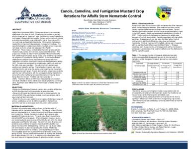 Canola, Camelina, and Fumigation Mustard Crop  Rotations for Alfalfa Stem Nematode Control David Drake, Utah State University Extension 250N. Main, Richfield, UTABSTRACT