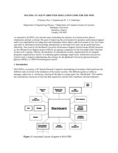 MACSIM: AN AGENT ORIENTED SIMULATION CODE FOR THE MNR P.Gérard, Wm. J. Garland and W. F. S. Poehlman* Department of Engineering Physics, * Department of Computer Science & Systems McMaster University Hamilton, Ontario C