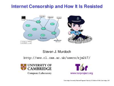 Internet Censorship and How It Is Resisted Entry node Middle node Exit node