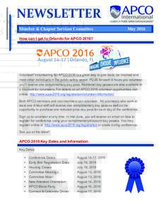 NEWSLETTER Member & Chapter Services Committee MayHow can I get to Orlando for APCO 2016?