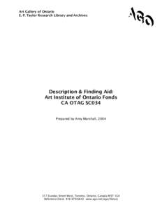 Description & Finding Aid: Art Institute of Ontario Fonds CA OTAG SC034