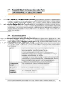 V.  Feasibility Study for Carpet Subsector Plan: Operationalising Cut and Wash Facilities  The comprehensive feasibility study of the MRRD selected business opportunity ‘Operationalising