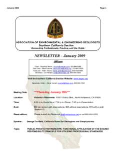 JanuaryPage 1 ASSOCIATION OF ENVIRONMENTAL & ENGINEERING GEOLOGISTS Southern California Section