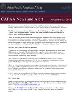 Website | Commissioners | Services | Legislation | Events | News | Contact Us  CAPAA News and Alert November 13, 2013