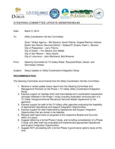 STEERING COMMITTEE UPDATE MEMORANDUM  Date: March 5, 2014