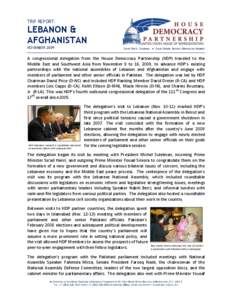 TRIP REPORT:  LEBANON & AFGHANISTAN NOVEMBER 2009