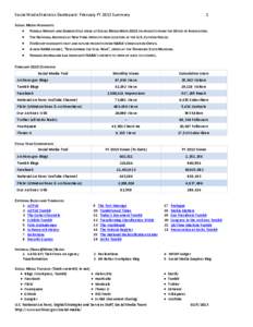 Social Media Statistics Dashboard: February FY 2013 Summary  1