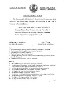 R.O.C.NoA/2018-B2  SENIOR CIVIL JUDGE TRANSFER & POSTING 0?trzi,4 .a-tr4