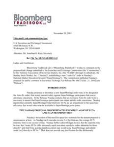 November 20, 2003 Via e-mail: [removed] U.S. Securities and Exchange Commission 450 Fifth Street, N.W. Washington, DC[removed]Attention: Mr. Jonathan G. Katz, Secretary