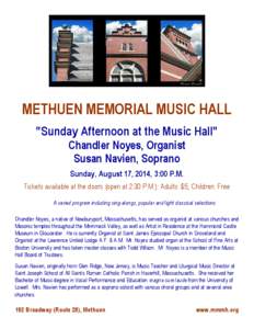 METHUEN MEMORIAL MUSIC HALL 