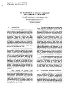 Eighth Conference on Applied Climatology, 17-22 January 1993, Anaheim, California if ~ THE RELATIONSHIP OF DROUGHT FREQUENCY AND DURATION TO TIME SCALES