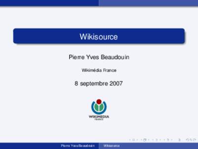 Wikisource Pierre Yves Beaudouin ´ Wikimedia France