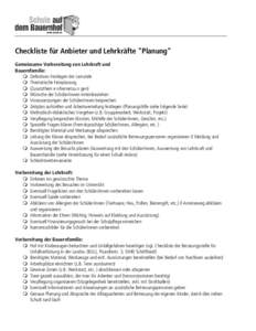 Checkliste für Anbieter und Lehrkräfte 