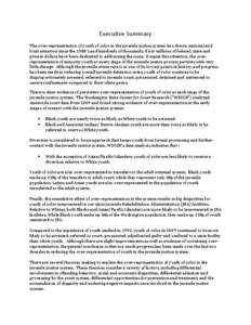 Executive Summary The over-representation of youth of color in the juvenile justice system has drawn national and local attention since the 1980’s and hundreds of thousands, if not millions of federal, state and privat