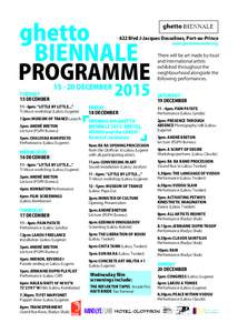 ghetto bieNNale proGraMMe 622 blvd J-Jacques dessalines, port-au-prince