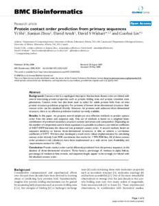 Chemistry / Biochemistry / Protein methods / Proteomics / Protein structure prediction / Homology modeling / Structural alignment / Contact order / Protein secondary structure / Bioinformatics / Protein structure / Biology