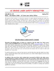 Microsoft Word - UCI LASER SAFETY NEWSLETTER Spring 2011.doc