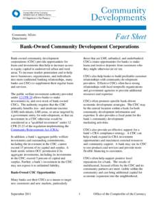 Bank-Owned Community Development Corporations