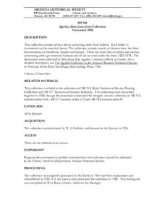 ARIZONA HISTORICAL SOCIETY 949 East Second Street Tucson, AZ[removed]Library and Archives[removed]Fax: ([removed]removed]