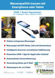 Wasserqualität messen mit Smartphone oder Tablet SAM-1 Smart Aquameter pH - Leitfähigkeit - Redox - Temperatur-Messer