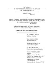 No[removed]IN THE UNITED STATES COURT OF APPEALS FOR THE FIFTH CIRCUIT JAMES CAREY, Petitioner v.