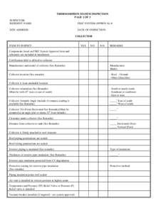 THERMOSIPHON SYSTEM INSPECTION PAGE 1 OF 3 INSPECTOR: RESIDENT NAME:  FSEC SYSTEM APPROVAL #: