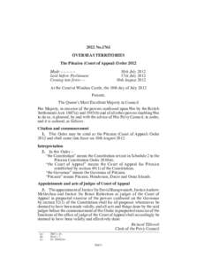 2012 No.1761 OVERSEAS TERRITORIES The Pitcairn (Court of Appeal) Order 2012 Made – – – – – Laid before Parliament Coming into force– –