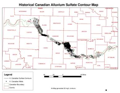 Historical Canadian Alluvium Sulfate Contour Map WOODS WOODWARD WASHINGTON