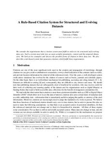 A Rule-Based Citation System for Structured and Evolving Datasets Peter Buneman Gianmaria Silvello∗