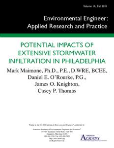 Volume 14, Fall[removed]Environmental Engineer: Applied Research and Practice  POTENTIAL IMPACTS OF