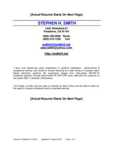 Resume_Stephen-H-Smith  27 Aug 2010