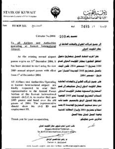 STATE OF KUWAIT Directorate General of Civil Aviation Date  (4:11161;!LII -k•uJii, Gy