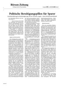 Börsen-Zeitung Zeitung für die Finanzmärkte Ausgabe 204 vom, Seite 2  Politische Beruhigungspillen für Sparer