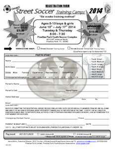 REGISTRATION FORM  Street Soccer Training Camps