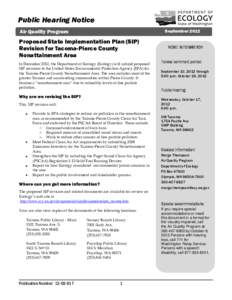 Public Hearing Notice Air Quality Program September[removed]Proposed State Implementation Plan (SIP)