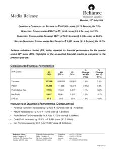 Microsoft Word - RIL Q1 FY 1415 Media Release (New format).doc