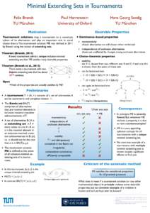 Minimal Extending Sets in Tournaments  Felix Brandt TU München