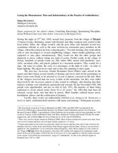 Losing the Phenomenon: Time and Indeterminacy in the Practice of Anthrohistory Oana MATEESCU Michigan University