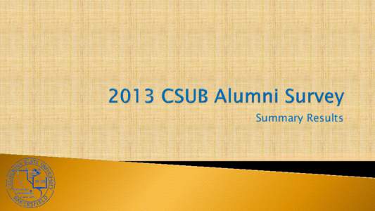 Summary Results   Overall, CSUB alumni have a high regard for their alma mater.