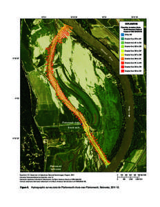 Figure 6. Hydrographic survey data for Plattsmouth chute near Plattsmouth, Nebraska, 2011–13.