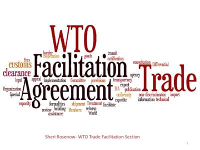 Sheri Rosenow- WTO Trade Facilitation Section 1 Enacting the Trade Facilitation Agreement Trade Facilitation Agreement (TFA)