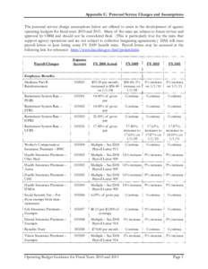 The personal service charge assumptions below are offered to assist in the development of agency operating budgets for fiscal years 2010 and 2011